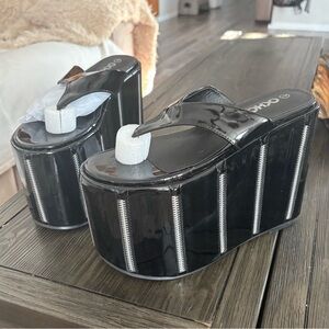 Black Platform Wedge Sandals